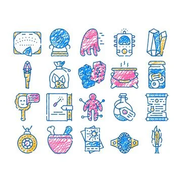Magic mystery objects icon hand drawn Stock Illustration