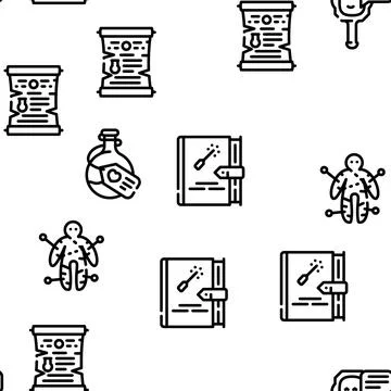 Magic Mystery Objects Vector Seamless Pattern イラスト素材