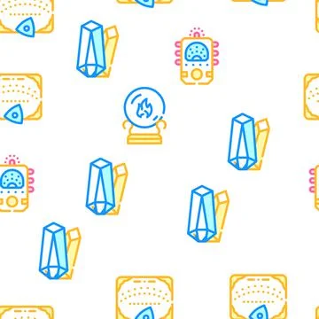 Magic Mystery Objects Vector Seamless Pattern Stock Illustration