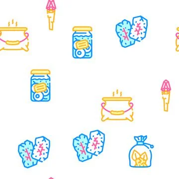 Magic Mystery Objects Vector Seamless Pattern Stock Illustration