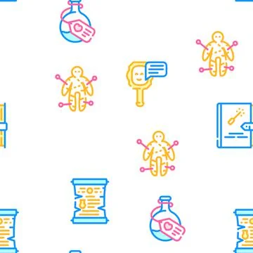 Magic Mystery Objects Vector Seamless Pattern Stock Illustration