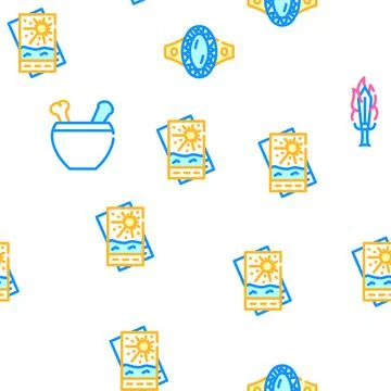 Magic Mystery Objects Vector Seamless Pattern Illustrazione stock