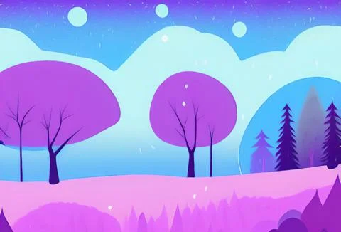Magic nigh or evening landscape flat illustration. Stock Illustration