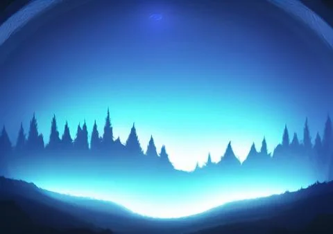 Magic night or evening landscape flat illustration Stock Illustration