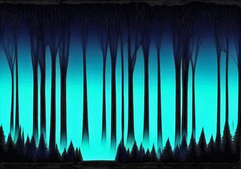 Magic night or evening landscape flat illustration Stock Illustration