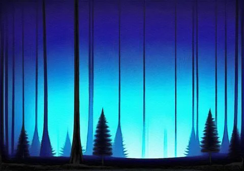 Magic night or evening landscape flat illustration Stock Illustration