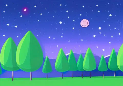 Magic night or evening landscape flat illustration Stock Illustration
