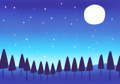 Magic night or evening landscape flat illustration Stock Illustration