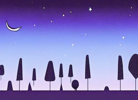 Magic night or evening landscape flat illustration Stock Illustration