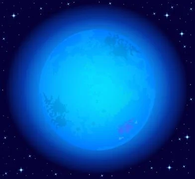 Magic night sky with a full blue moon . Vector illustration. Ilustração Stock