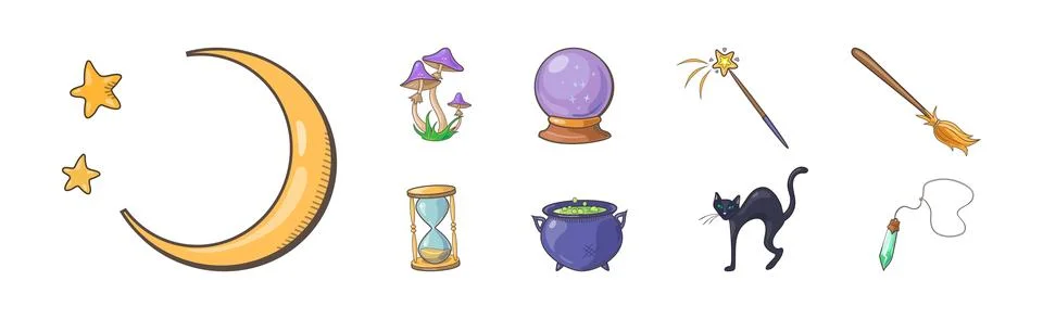 Magic Objects and Items for Wizardry and Sorcery Vector Set イラスト素材