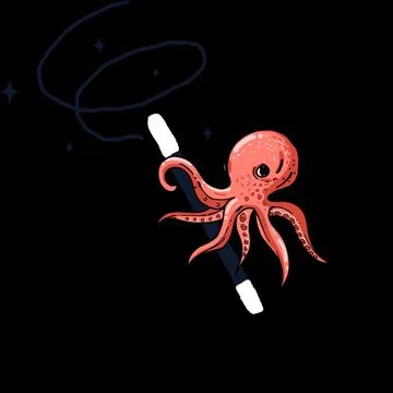 Magic octopus with a magic wand Stock Illustration