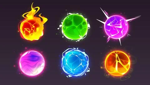 Magic orb ball game icon with fire glow effect Illustrazione stock