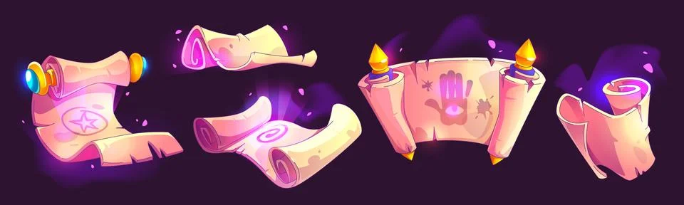 Magic parchment paper and scroll Ilustración de archivo