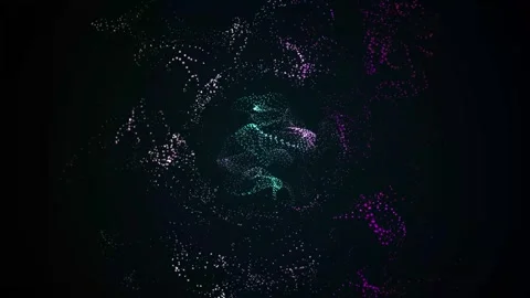 Magic Particles Blue, Violet Sphere Background on isolated black background. Scr Stock Footage 280909207