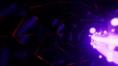 Magic particles fly through the tunnel. Infinitely looped animation Stock Footage 224914482