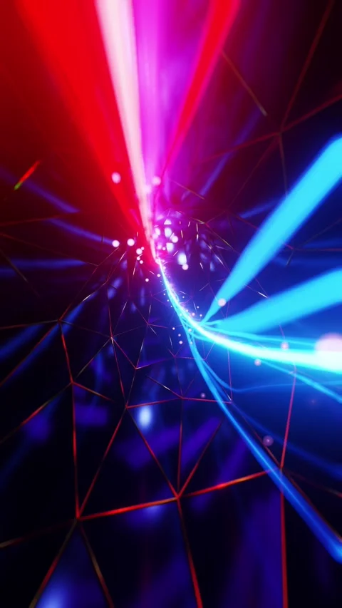 Magic particles fly through the tunnel. Vertical looped video Video stock 226372279