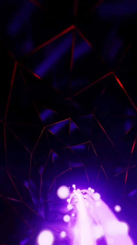 Magic particles fly through the tunnel. Vertical looped video Video stock 228027157