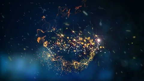 Magic Particles Made Circle to The Middle Motion Graphics 4K - Room For Text Stock Footage 95969879
