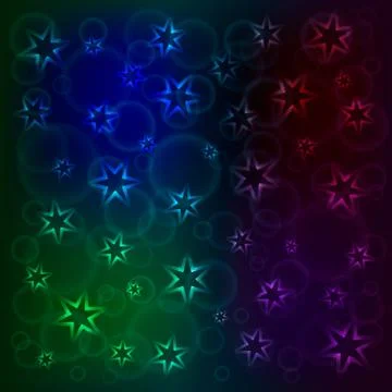 The magic pattern with bubbles and glowing stars. Holiday mood. Christmas or  Stockillustratie