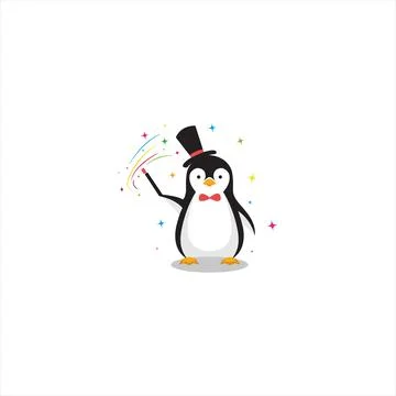 Magic penguin logo vector template 스톡 일러스트
