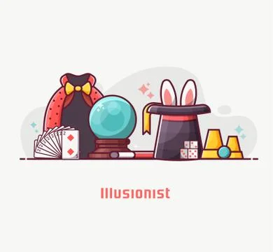 Magic Performance Background with Illusionist Equipment Stock Illustration