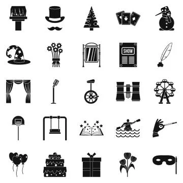 Magic performance icons set, simple style Stock Illustration