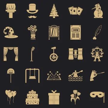 Magic performance icons set, simple style Stock Illustration