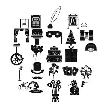 Magic performance icons set, simple style Stock Illustration