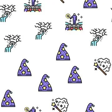 Magic Performing And Accessories Vector Seamless Pattern Stock Illustration