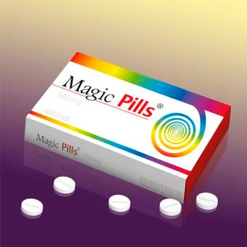 Magic Pills Packet Of Tablets Stock Illustration