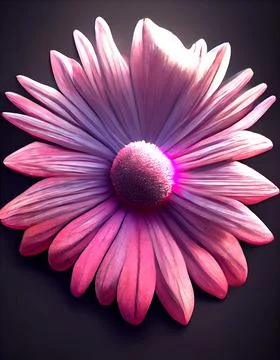 Magic pink, African Daisy close-up with a blurred flowers on the dark floor. Stock Illustration
