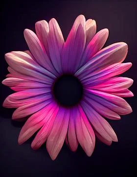 Magic pink, African Daisy close-up with a blurred flowers on the dark floor. Stock Illustration