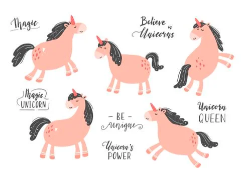 Magic pink unicorn vector illustration Stock Illustration