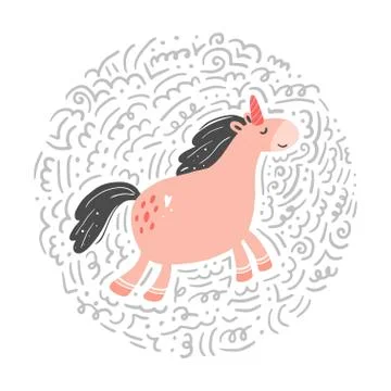 Magic pink unicorn vector illustration Stock Illustration