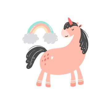 Magic pink unicorn vector illustration Stock Illustration