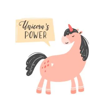 Magic pink unicorn vector illustration Stock Illustration