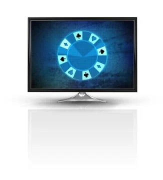 Magic poker chip on blue new modern screen isolated on white illustration 스톡 일러스트