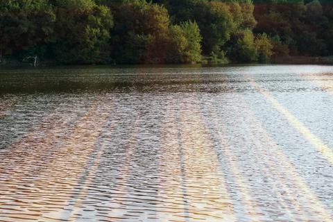 Magic pond. Composition of a pond and rays Foto stock