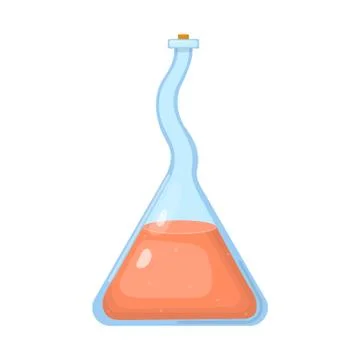 Magic potion in bottle with beige liquid isolated on white background. Chemic Illustrazione stock