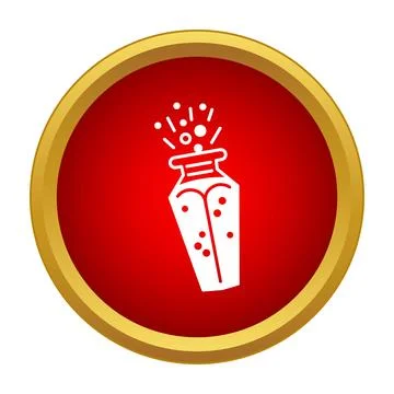 Magic potion bottle with bubbling liquid icon Stock Illustration