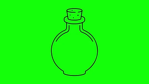 Magic Potion Bottle Draw Animation Green Screen Chroma Key 4K Stock Footage 339341032