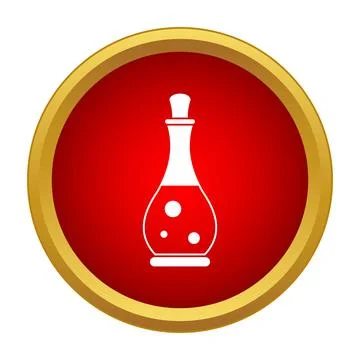 Magic potion bottle icon with bubbling liquid Illustrazione stock