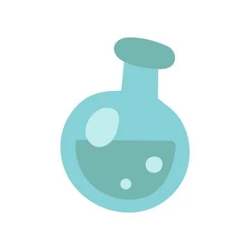 Magic potion bottle illustration with liquid and bubbles, ideal for alchemy Stock Illustration