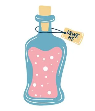 Magic potion. Bottle liquid potion magic elixir. Alchemy concept. Bottle and  스톡 일러스트