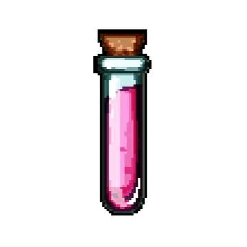 Magic potion bottle pixel art vector illustration Stock Illustration