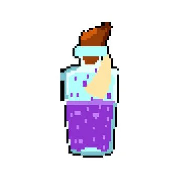 Magic potion bottle pixel art vector illustration Stock Illustration