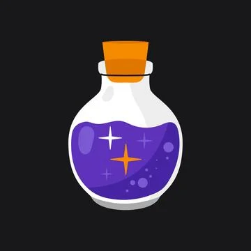 Magic potion bottle with sparkling liquid vector halloween illustration eleme Stock Illustration