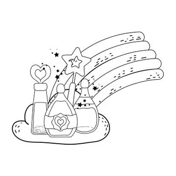 Magic potion bottle with wand Illustrazione stock