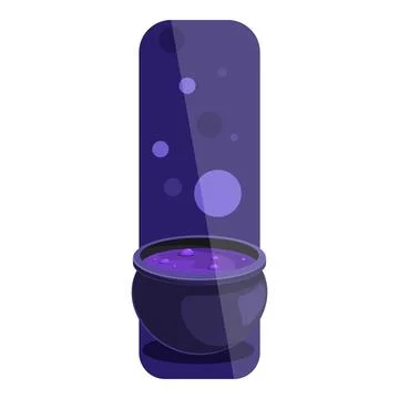 Magic potion bubbling in a cauldron with purple liquid for halloween Stock Illustration